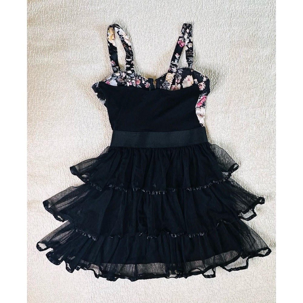 Vintage Floral Bustier Dress with Black Skirt Small Y2K - Picture 4 of 4